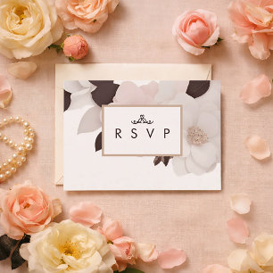 Luxury vintage jewelled floral RSVP w meal choices Card