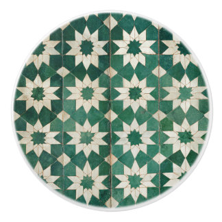 Luxury Vintage Moroccan Zellige Emerald Green Ceramic Knob