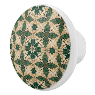 Luxury Vintage Moroccan Zellige Emerald Green Ceramic Knob