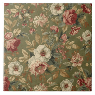 Luxury Vintage Olive Green Beige British Heritage Tile