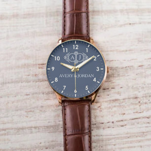 Luxury vintage watches for couples with Monogram