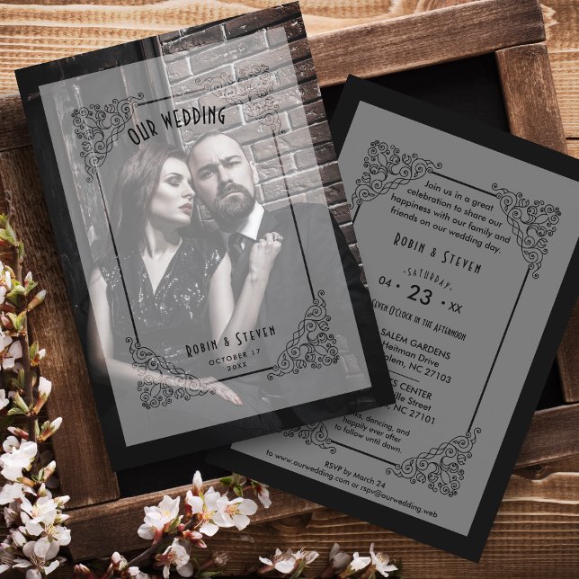 Luxury Vintage Wedding Flourish Vellum Effect Invitation (Creator Uploaded)