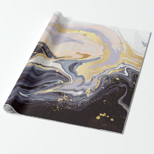 luxury wallpaper. Pink and black marble and gold a Wrapping Paper