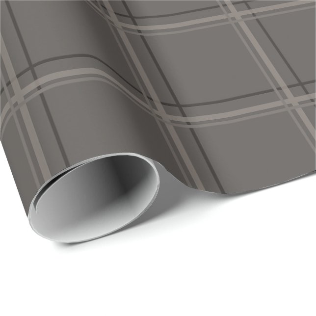 Luxury Warm Charcoal Windowpane Plaid Wrapping Paper (Roll Corner)