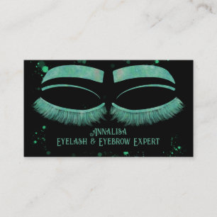 Luxury Watercolor Eyelash & Brow Beauty,Mint Green Business Card
