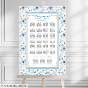 Luxury Watercolor Light Blue Gold Seating Chart