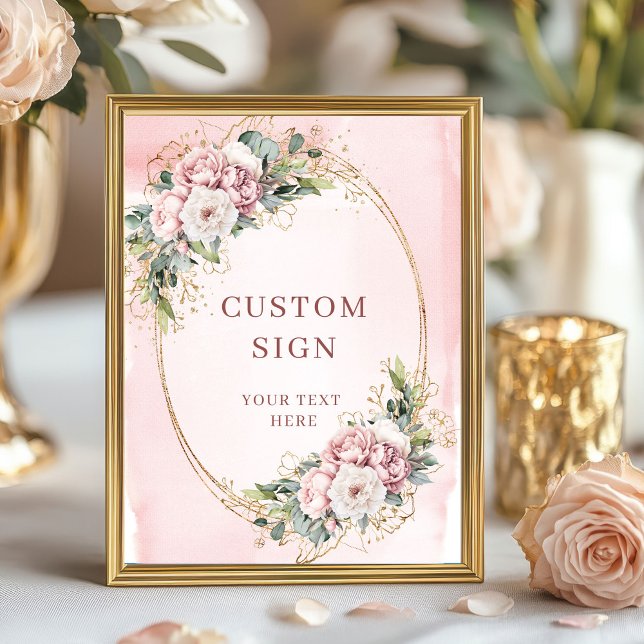 Luxury Watercolor Rose Gold Floral Custom Sign (Luxury Watercolor Rose Gold Floral Custom Sign)