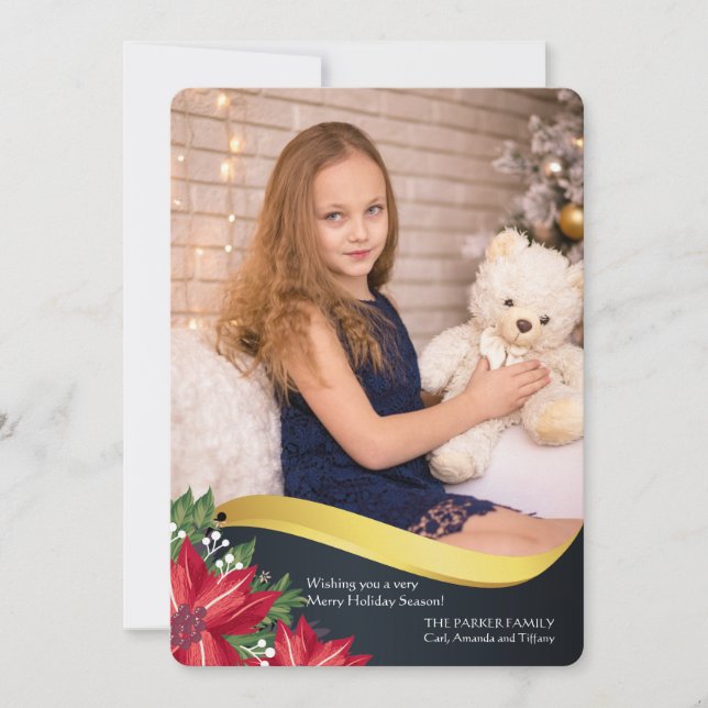 Luxury Wave Photo Holiday Card (Front)