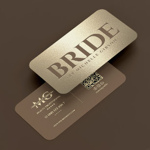 Luxury Wedding Bridal Stylist Brown Faux Gold Business Card