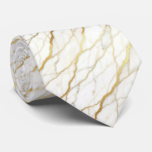 Luxury Wedding & Event Tie White & Gold Marble