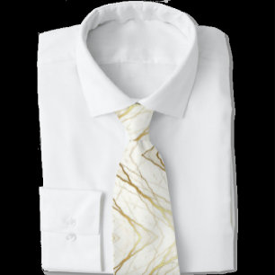 Luxury Wedding & Event Tie   White & Gold Marble 