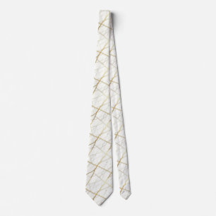 Luxury Wedding & Event Tie White & Gold Marble