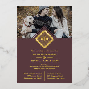 Luxury Wedding Initials Ornamental Lace Effect