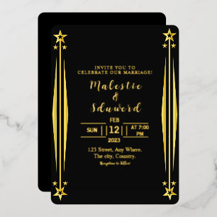 Luxury Wedding Invitation Gold foil Card Dark