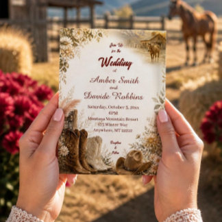 Luxury Western Ranch Wedding Acrylic Invitation