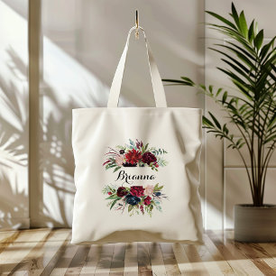 Luxury Whimsical Boho Floral Bridesmaid  Tote Bag