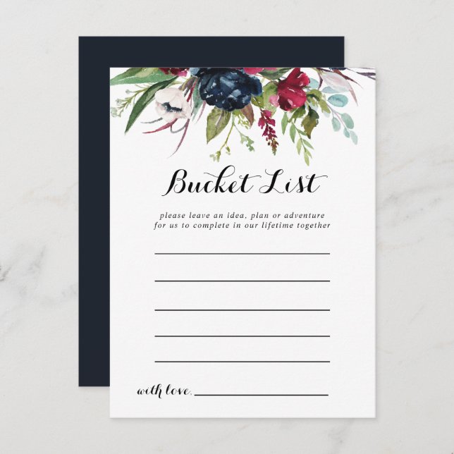 Luxury Whimsical Boho Floral Bucket List Cards (Front/Back)