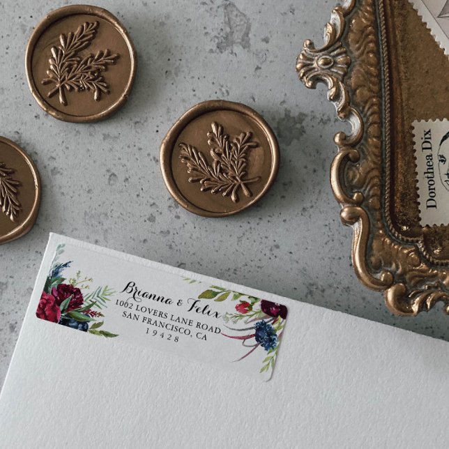 Luxury Whimsical Boho Floral Return Address  (Creator Uploaded)