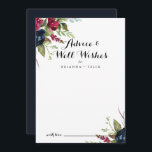 Luxury Whimsical Boho Floral Wedding Well Wishes  Advice Card<br><div class="desc">This luxury whimsical boho floral wedding well wishes advice card is perfect for a rustic wedding. The design features multicolor rose and peony flowers with green foliage, inspiring natural beauty. These cards are perfect for a wedding, bridal shower, baby shower, graduation party & more. Personalise the cards with the names...</div>