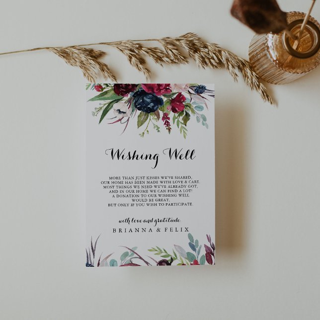 Luxury Whimsical Boho Floral Wedding Wishing Well  Enclosure Card (Creator Uploaded)