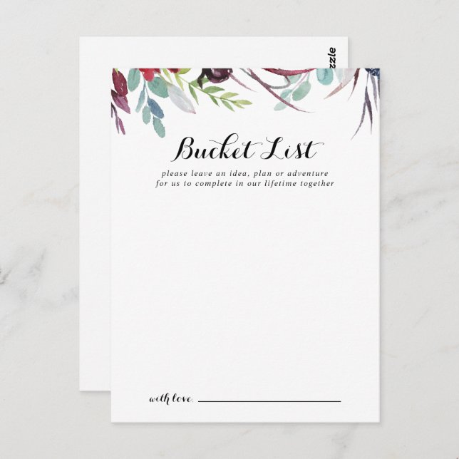 Luxury Whimsical Boho Wedding Bucket List Cards (Front/Back)