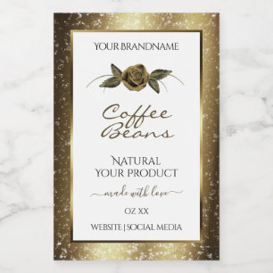 Luxury White and Gold Brown Glitter Product Labels