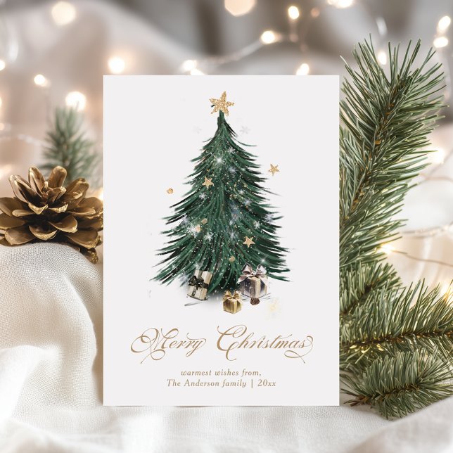 Luxury White and Gold Christmas  Holiday Card (Creator Uploaded)