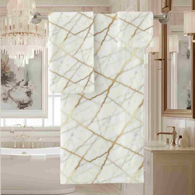 Luxury White and Gold Marble Bath Towel Set (Creator Uploaded)
