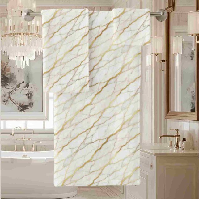 Luxury White and Gold Marble Bath Towel Set (Creator Uploaded)