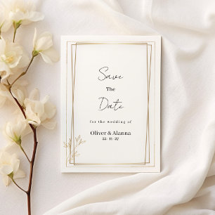 Luxury white and gold minimalist Save The Date Invitation
