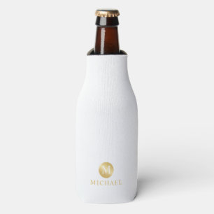 Luxury White and Gold Personalised Monogram Bottle Cooler