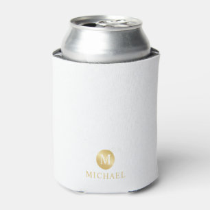Luxury White and Gold Personalised Monogram Can Cooler