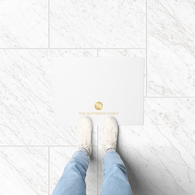 Luxury White and Gold Personalised Monogram Doormat (Indoor)