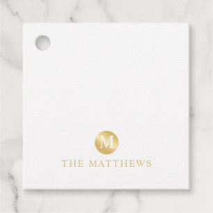 Luxury White and Gold Personalised Monogram Favour Tags