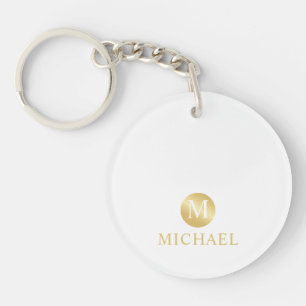 Luxury White and Gold Personalised Monogram Key Ring
