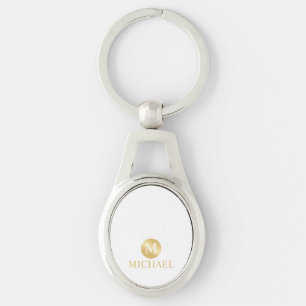 Luxury White and Gold Personalised Monogram Key Ring
