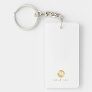 Luxury White and Gold Personalised Monogram Key Ring