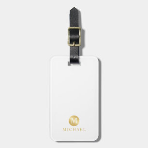 Luxury White and Gold Personalised Monogram Luggage Tag