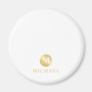 Luxury White and Gold Personalised Monogram Magnet