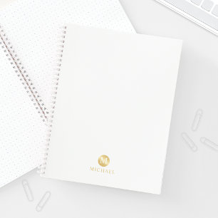 Luxury White and Gold Personalised Monogram Notebook