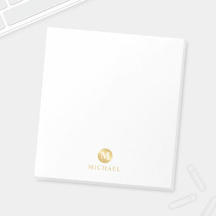 Luxury White and Gold Personalised Monogram Notepad