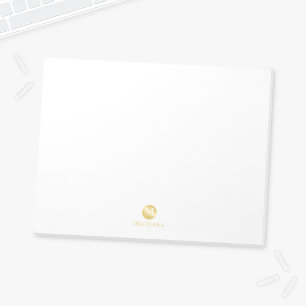 Luxury White and Gold Personalised Monogram Notepad