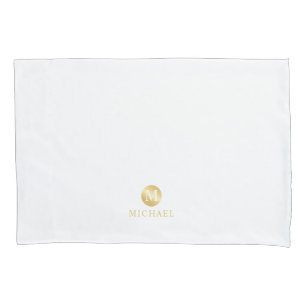 Luxury White and Gold Personalised Monogram Pillowcase