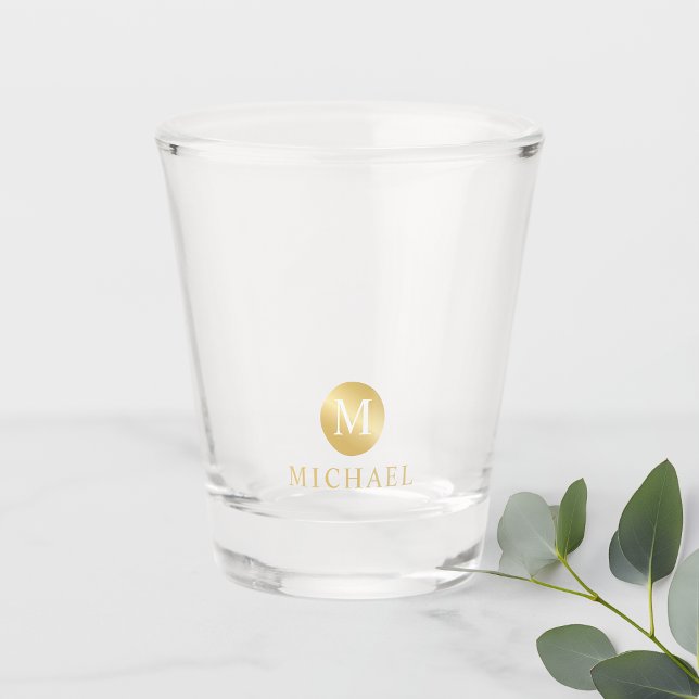 Luxury White  and Gold Personalised Monogram Shot Glass (Creator Uploaded)