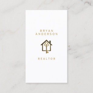 Luxury White and Gold Realtor Business Card