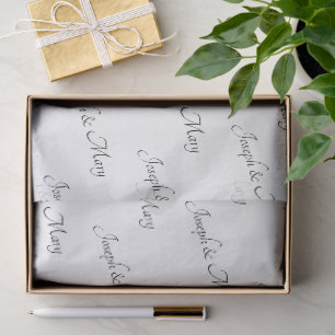 Luxury White Black Text Customizable Name Wedding  Tissue Paper