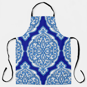 Luxury white-blue, Turkish ornament. Apron