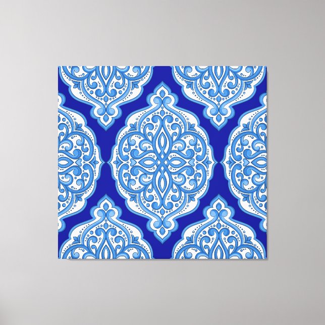 Luxury white-blue, Turkish ornament. Canvas Print (Front)
