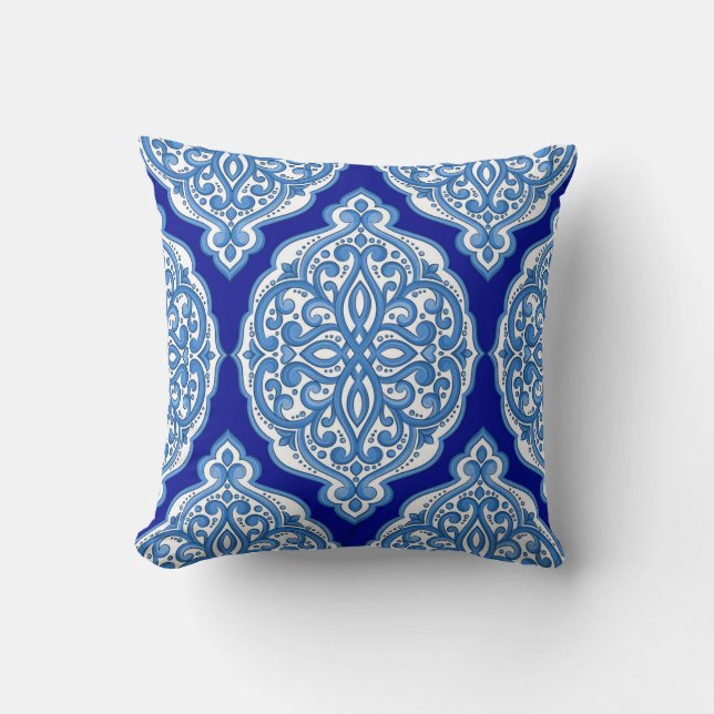 Luxury white-blue, Turkish ornament. Cushion (Front)