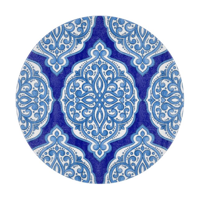 Luxury white-blue, Turkish ornament. Cutting Board (Front)